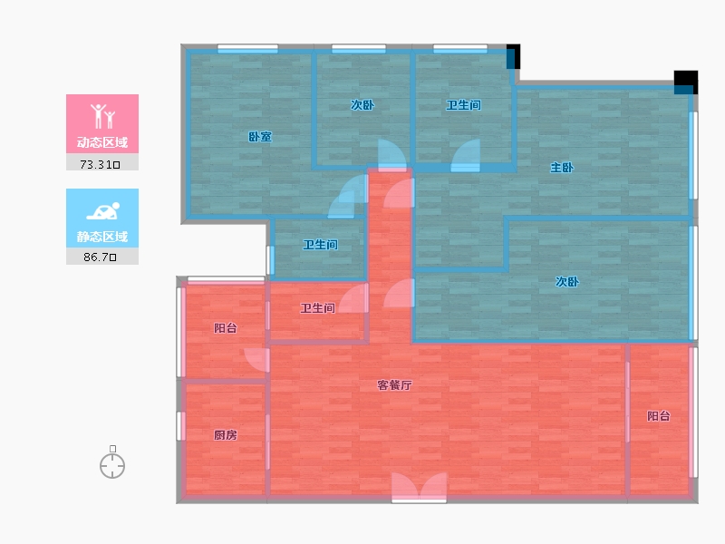 广东省-广州市-创基丽江国际5栋03户型184m²-147.40-户型库-动静分区