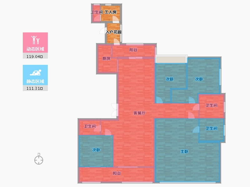 广东省-广州市-创基丽江国际2幢01户型275m²-220.71-户型库-动静分区