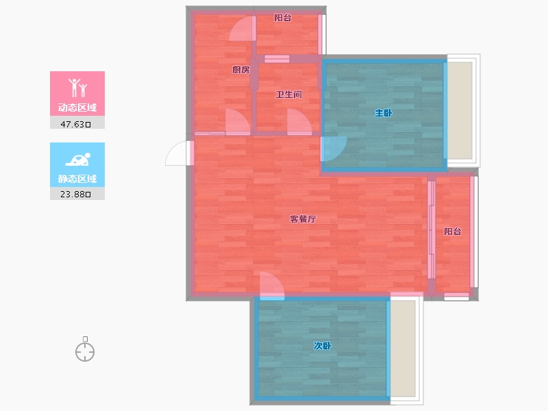 广东省-广州市-合汇中央广场6栋05单元81m²-64.00-户型库-动静分区