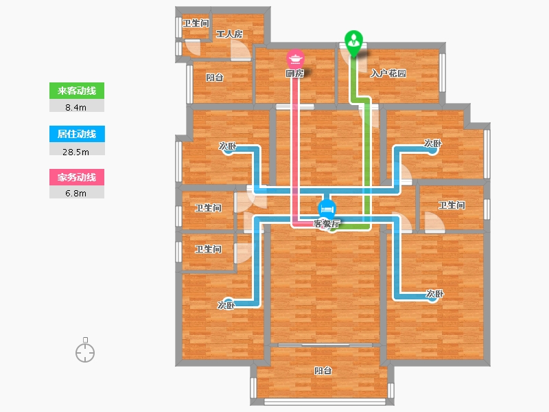 广东省-广州市-合汇中央广场Z-4栋174m²-138.40-户型库-动静线