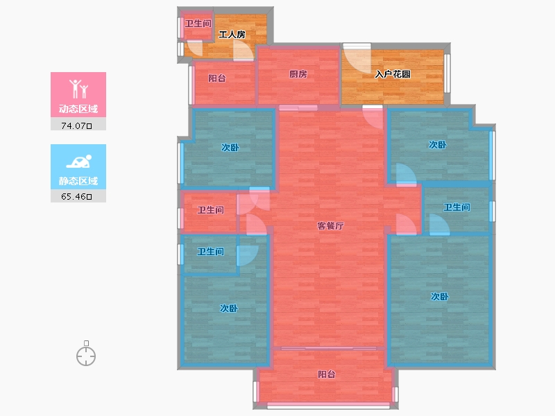 广东省-广州市-合汇中央广场Z-4栋174m²-138.40-户型库-动静分区