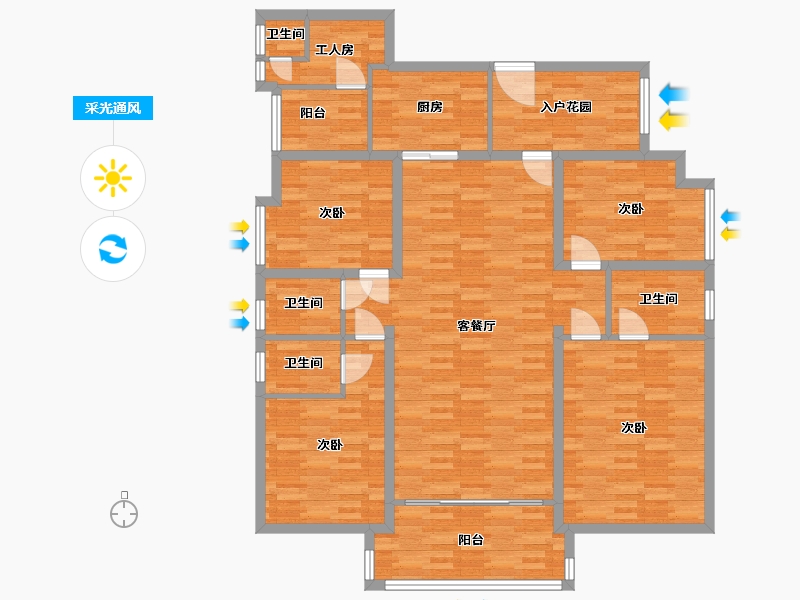 广东省-广州市-合汇中央广场Z-4栋174m²-138.40-户型库-采光通风