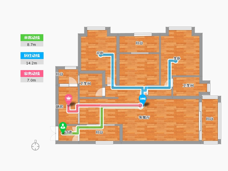 广东省-广州市-惠百氏广场06户型（5栋）124-100.23-户型库-动静线