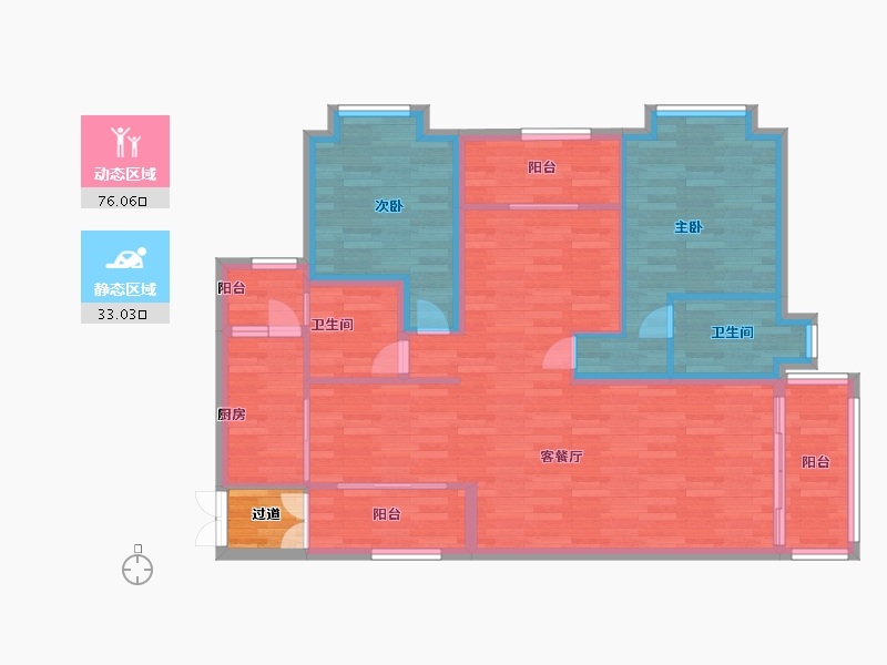 广东省-广州市-惠百氏广场06户型（5栋）124-100.23-户型库-动静分区