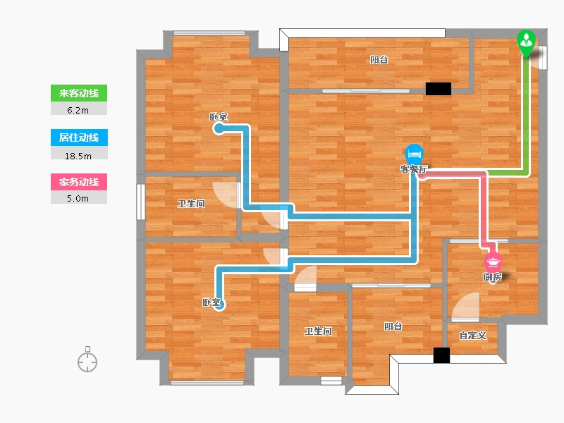 广东省-广州市-惠百氏广场8栋121m²-96.80-户型库-动静线