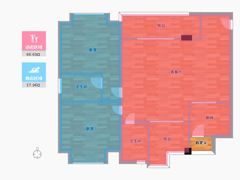 广东省-广州市-惠百氏广场8栋121m²-96.80-户型库-动静分区