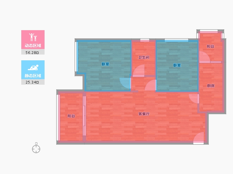 广东省-广州市-创基丽江国际92m²-74.53-户型库-动静分区