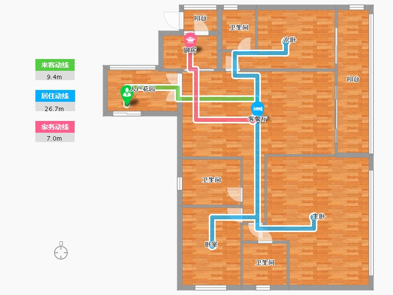 广东省-广州市-创基丽江国际4幢195m²-154.72-户型库-动静线