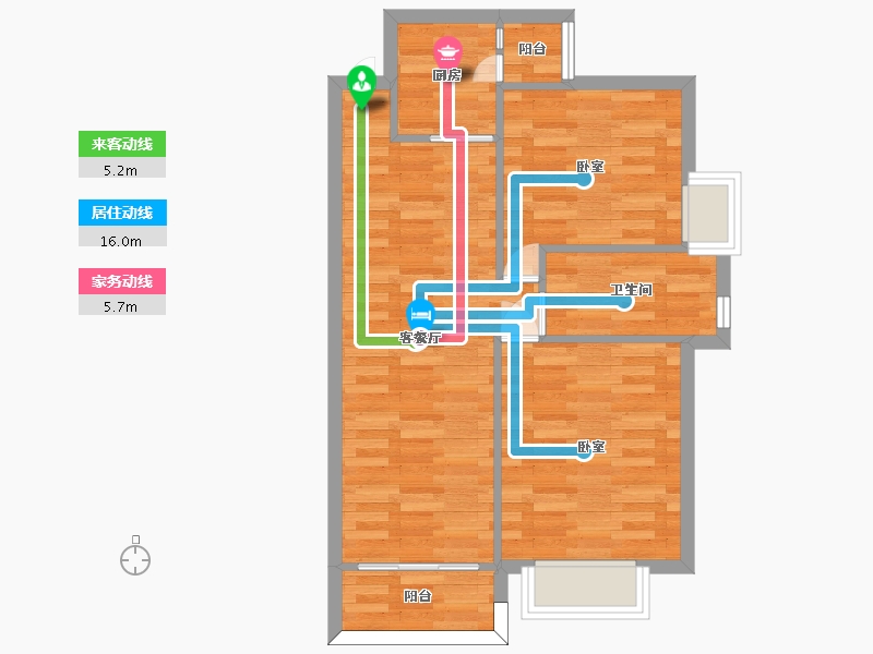 广东省-广州市-惠百氏广场8栋01户型75m²-60.16-户型库-动静线