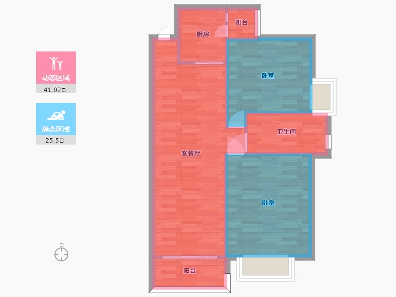 广东省-广州市-惠百氏广场8栋01户型75m²-60.16-户型库-动静分区