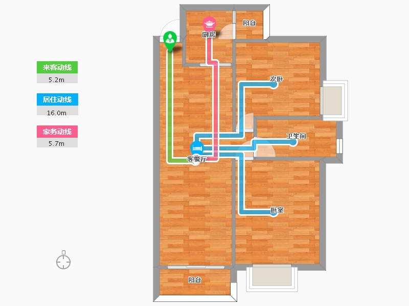 广东省-广州市-惠百氏广场8栋01户型75m²-60.19-户型库-动静线