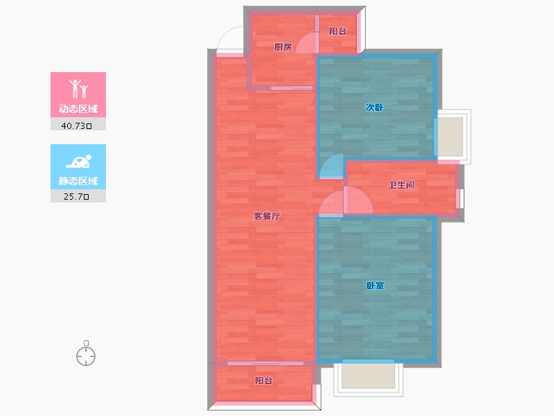 广东省-广州市-惠百氏广场8栋01户型75m²-60.19-户型库-动静分区