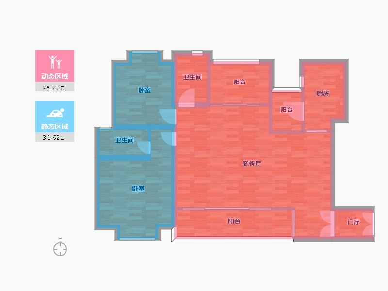 广东省-广州市-惠百氏广场9栋125m²-96.79-户型库-动静分区