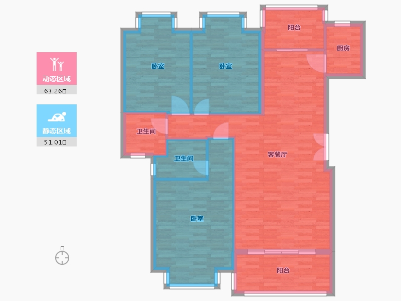 广东省-广州市-仁安花园7-9、13-17幢E户型130m²-104.00-户型库-动静分区