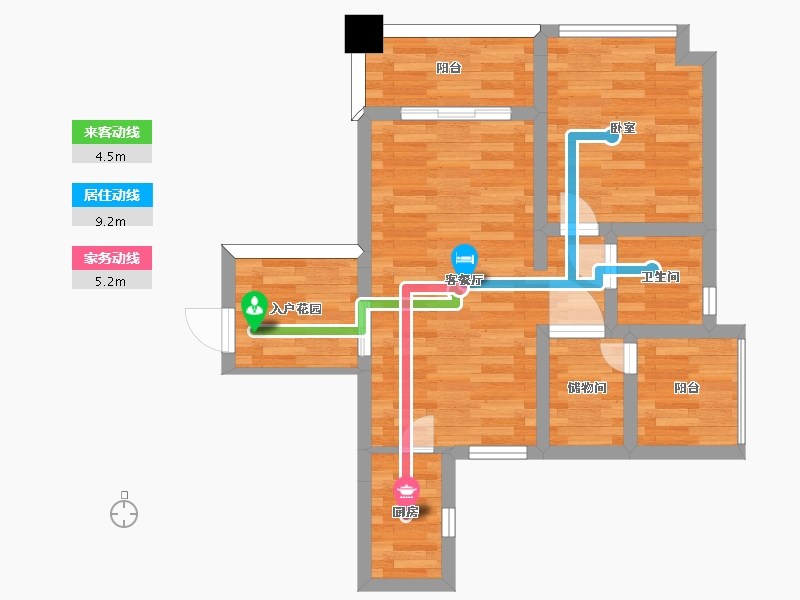 广东省-广州市-嘉御豪庭04单元66m²-53.30-户型库-动静线