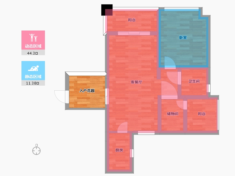 广东省-广州市-嘉御豪庭04单元66m²-53.30-户型库-动静分区