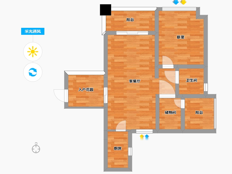 广东省-广州市-嘉御豪庭04单元66m²-53.30-户型库-采光通风