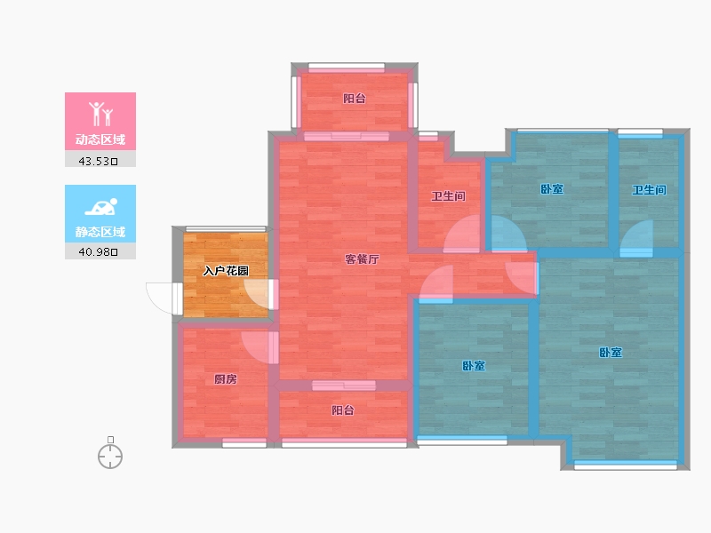 广东省-广州市-嘉御豪庭15栋04户型98m²-78.40-户型库-动静分区