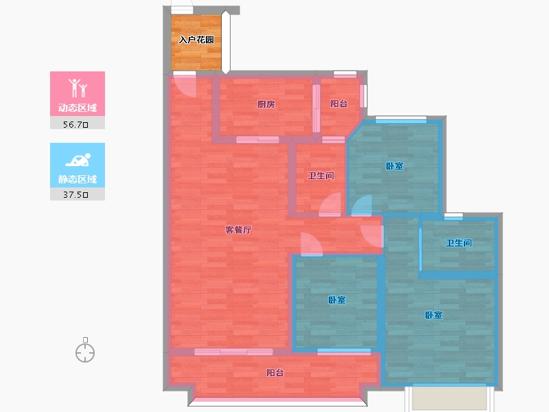 广东省-广州市-嘉御豪庭01单元108m²-86.40-户型库-动静分区