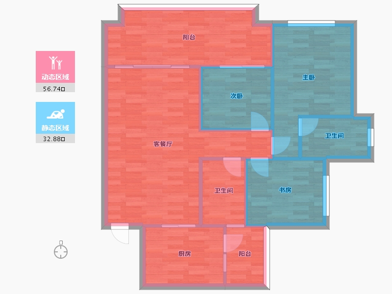 广东省-广州市-嘉御豪庭13栋102m²-81.60-户型库-动静分区