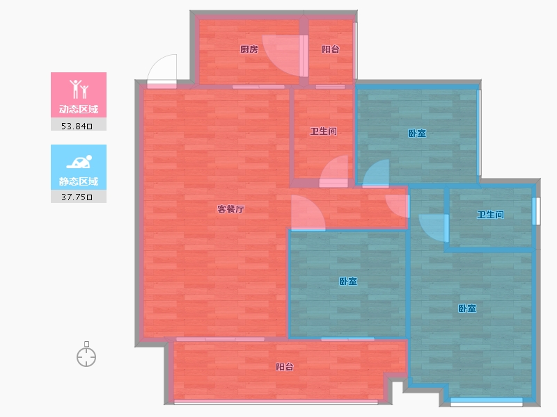 广东省-广州市-嘉御豪庭15栋01户型105m²-83.89-户型库-动静分区