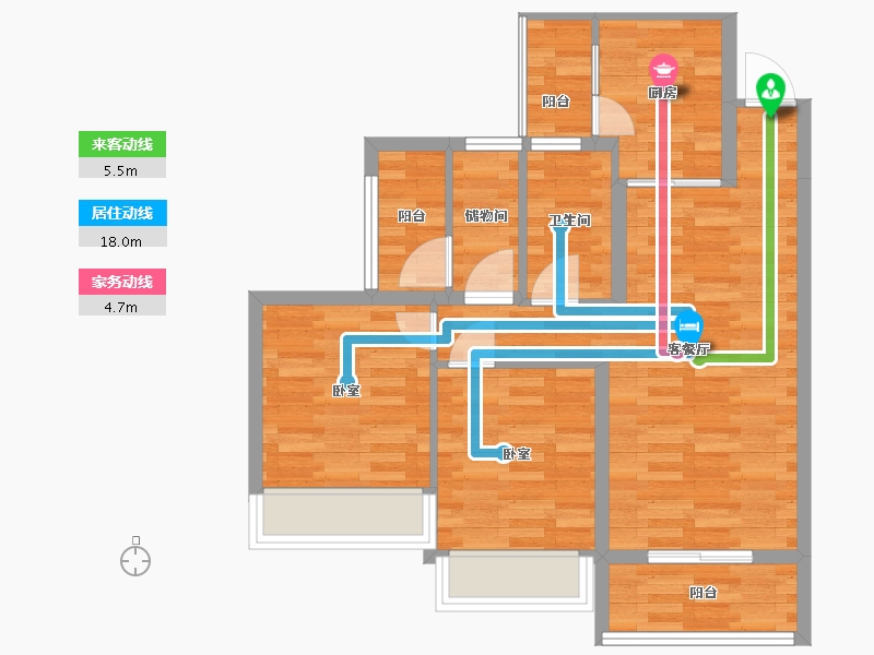 广东省-广州市-合景誉山国际五区7-10栋02户型84m²-67.20-户型库-动静线