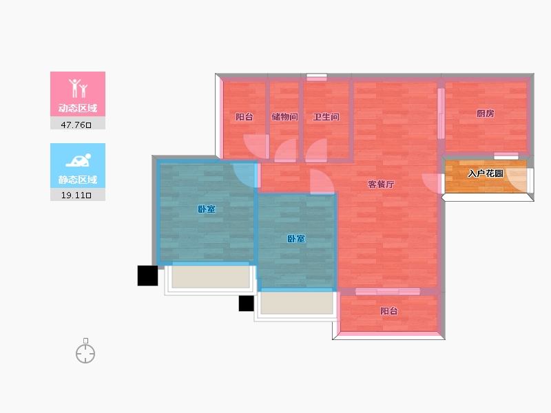 广东省-广州市-合景誉山国际06户型78m²-62.91-户型库-动静分区