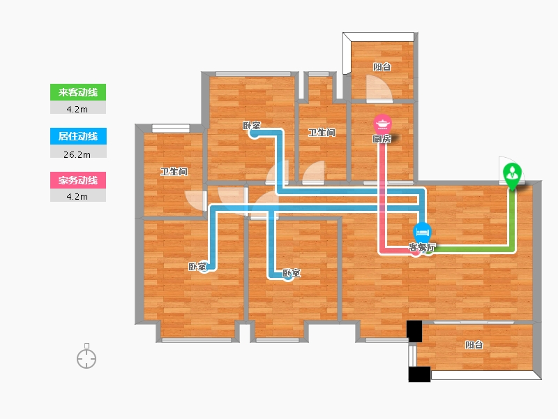 广东省-广州市-合景誉山国际四区13栋5栋10栋02户型107m²-76.63-户型库-动静线