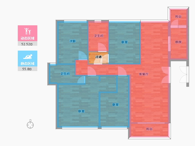 广东省-广州市-合景誉山国际四区9栋126m²-103.09-户型库-动静分区