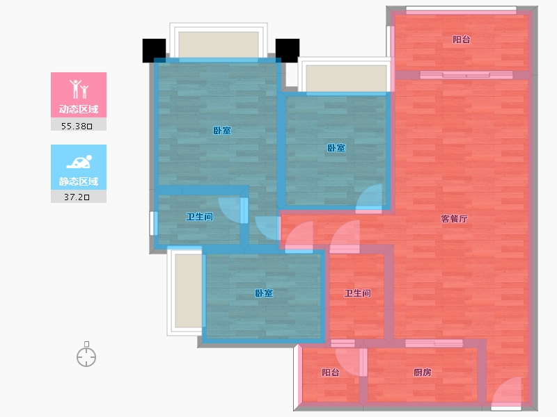 广东省-广州市-合景誉山国际83栋101m²-81.05-户型库-动静分区