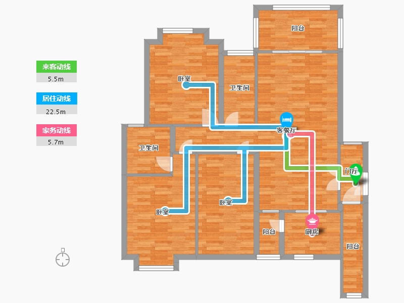 广东省-广州市-金时花园A2栋116m²-105.48-户型库-动静线