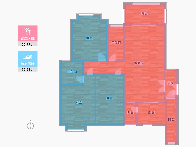 广东省-广州市-金时花园A2栋116m²-105.48-户型库-动静分区