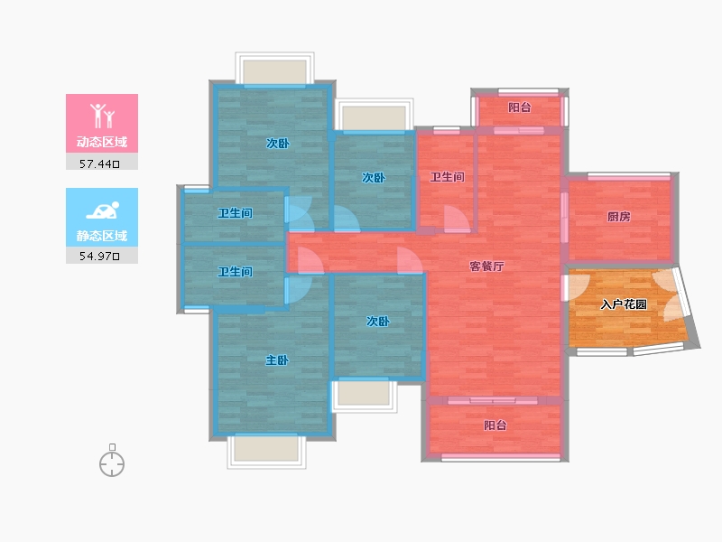 广东省-广州市-金时花园4-a栋139m²-109.18-户型库-动静分区