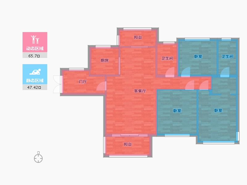 广东省-广州市-绿地珑玥府9栋12栋10栋C户型127m²-101.96-户型库-动静分区