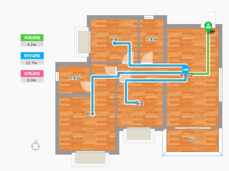 广东省-广州市-恒大山水郡4栋02户型98m²-78.03-户型库-动静线