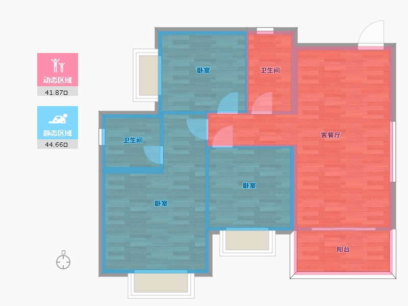 广东省-广州市-恒大山水郡4栋02户型98m²-78.03-户型库-动静分区