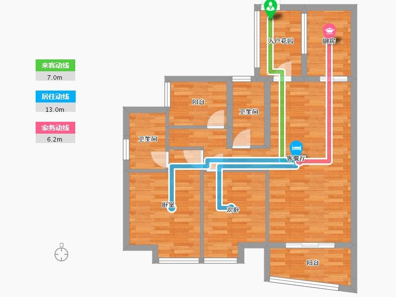 广东省-广州市-实地蔷薇国际G11栋G12栋94m²-76.75-户型库-动静线