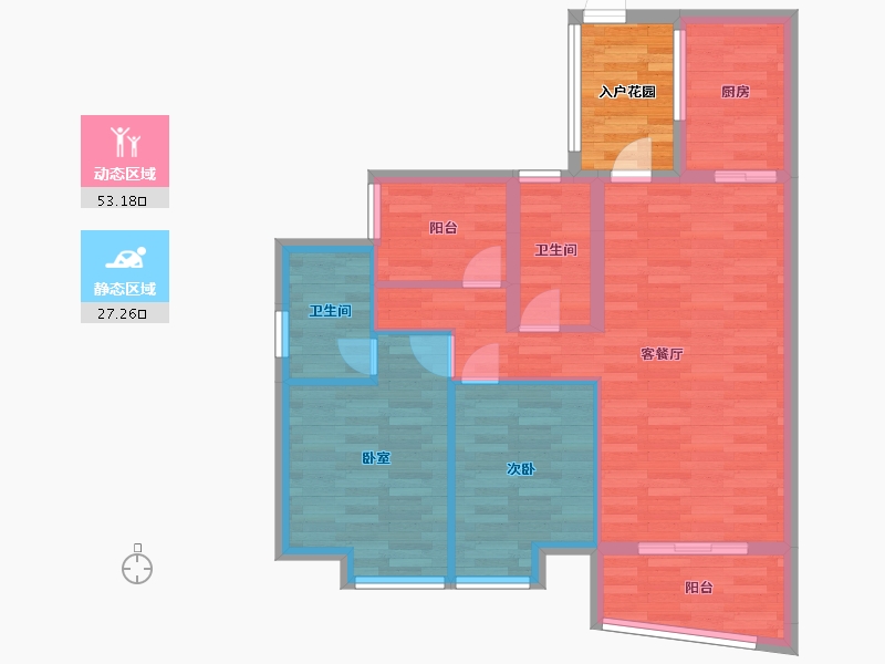 广东省-广州市-实地蔷薇国际G11栋G12栋94m²-76.75-户型库-动静分区