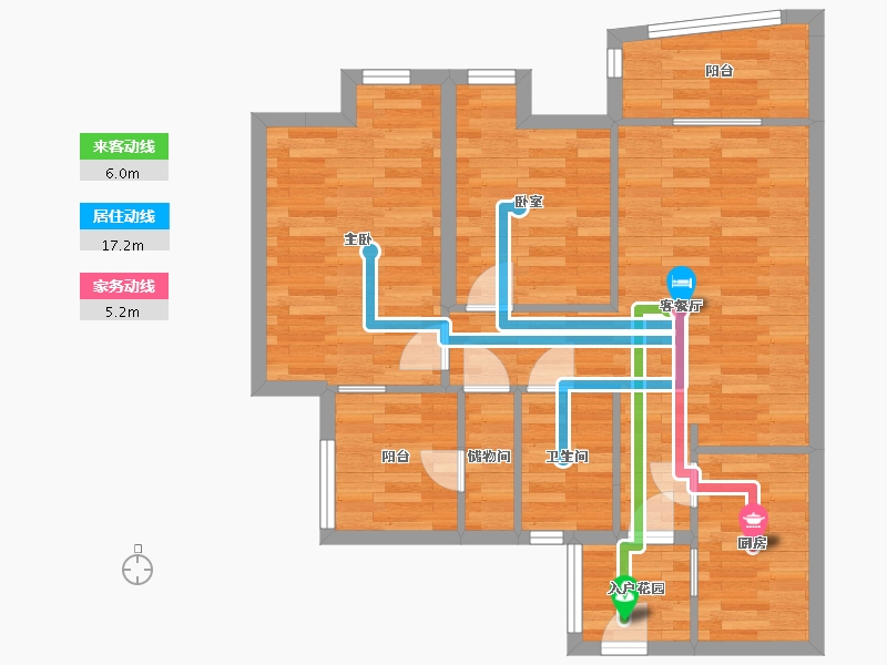 广东省-广州市-实地蔷薇国际G11栋G12栋G17栋A户型86m²-70.26-户型库-动静线