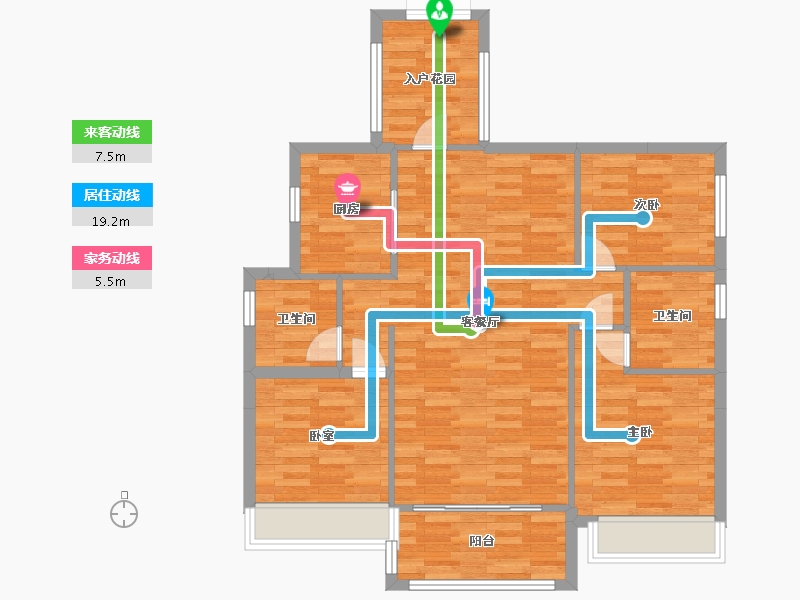 广东省-广州市-绿地珑玥府12栋10栋117m²-94.07-户型库-动静线