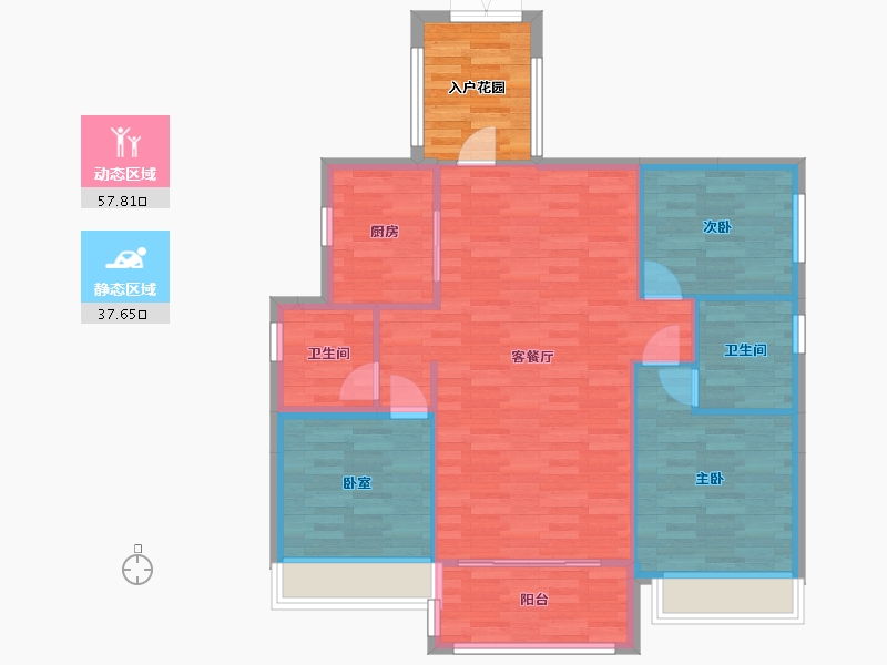 广东省-广州市-绿地珑玥府12栋10栋117m²-94.07-户型库-动静分区