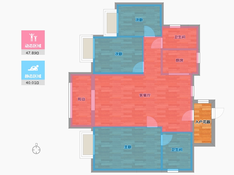 广东省-广州市-品秀星图2栋03户型102m²-82.87-户型库-动静分区