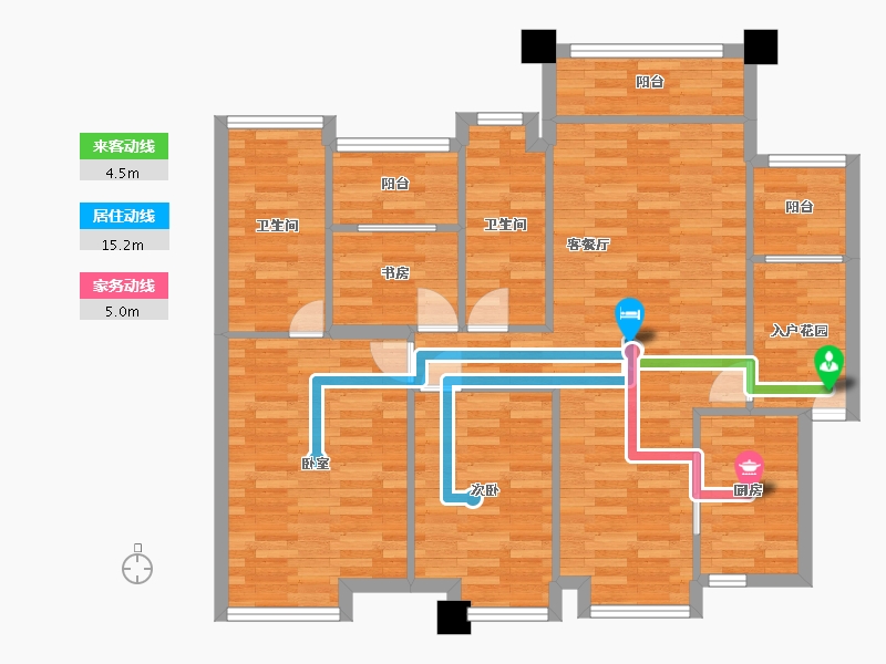 广东省-广州市-品秀星图21栋03户型125m²-100.27-户型库-动静线