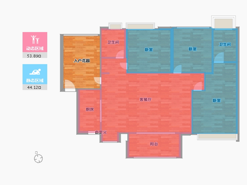 广东省-广州市-品秀星图127m²-101.74-户型库-动静分区