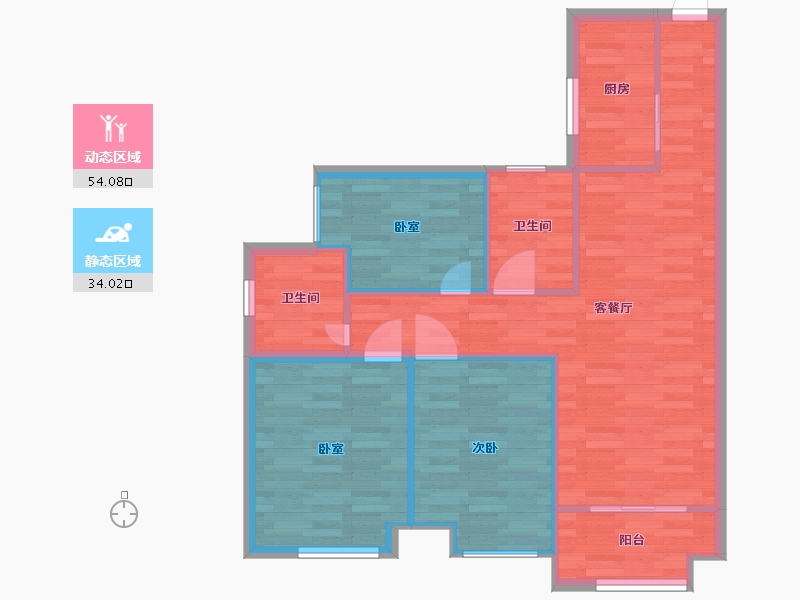 广东省-广州市-金地香山湖C7栋C8栋02，03户型100m²-80.00-户型库-动静分区