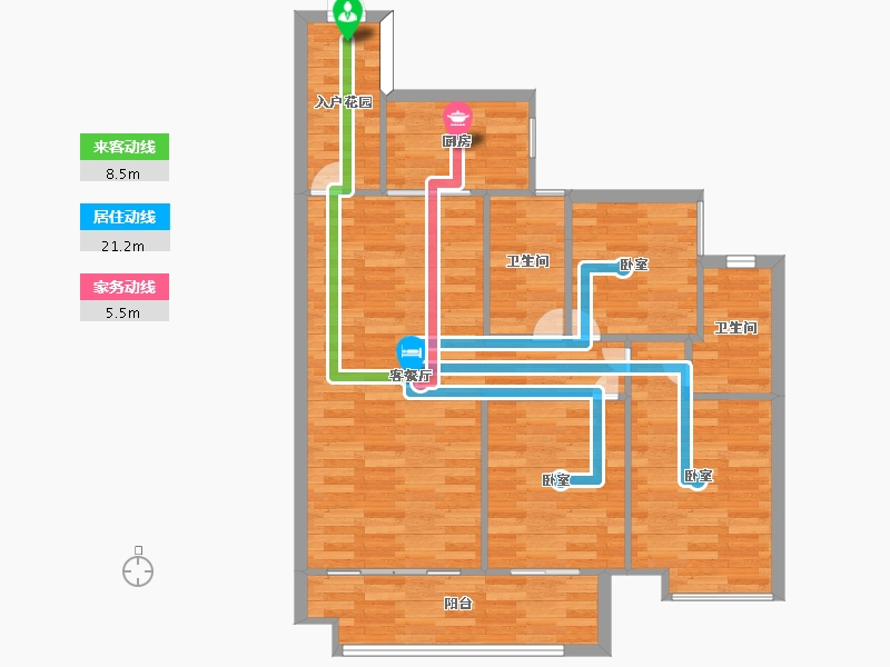 广东省-广州市-品秀星图2栋01户型106m²-84.99-户型库-动静线