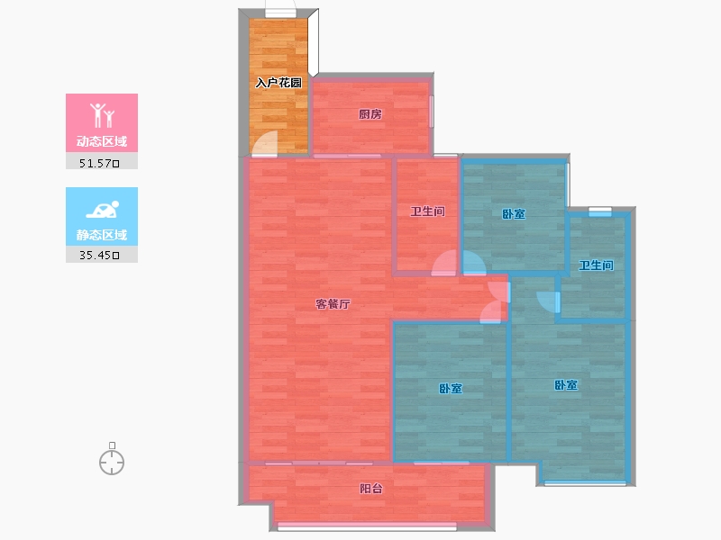 广东省-广州市-品秀星图2栋01户型106m²-84.99-户型库-动静分区