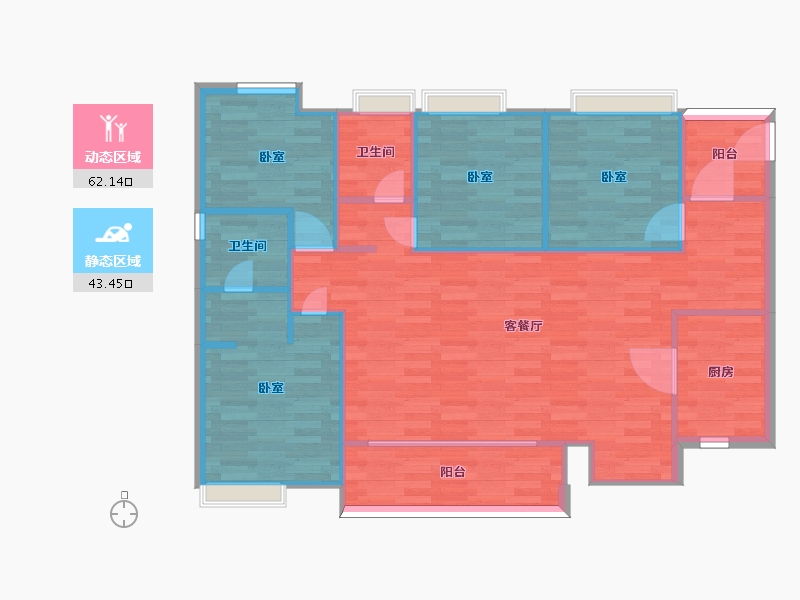 广东省-广州市-品秀星图16栋18栋121m²-96.80-户型库-动静分区