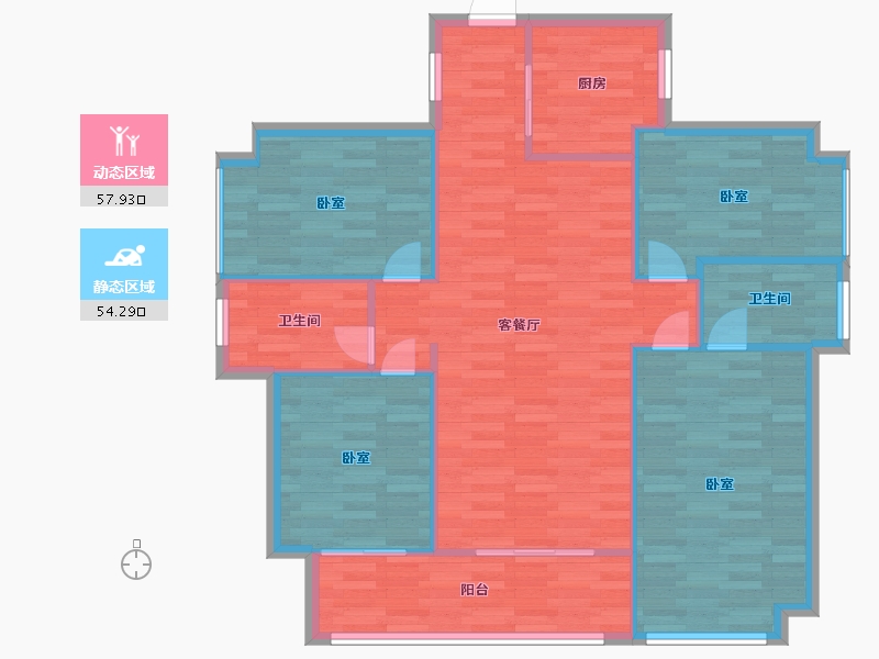 广东省-广州市-金地香山湖10栋129m²-103.20-户型库-动静分区