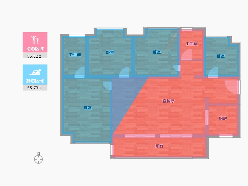 广东省-广州市-金地香山湖4栋03户型118m²-94.73-户型库-动静分区